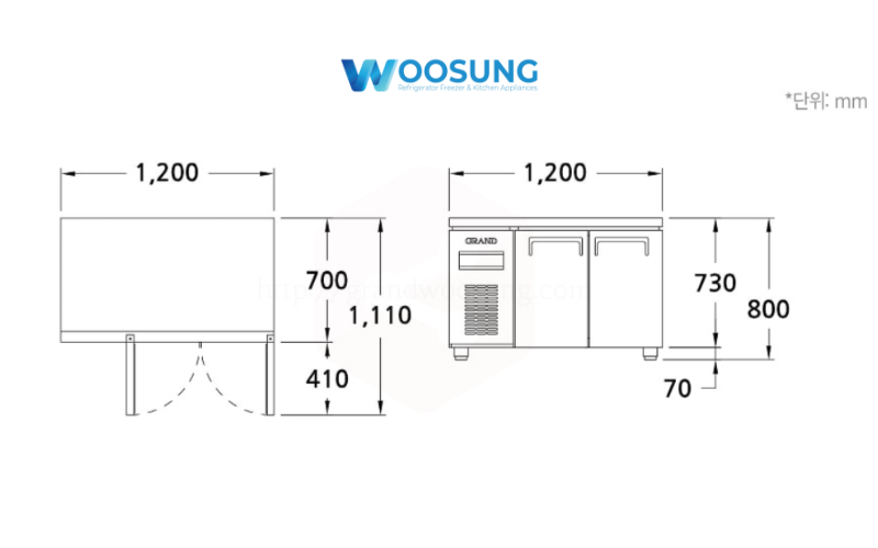 Bàn mát Grand Woosung bản vẽ