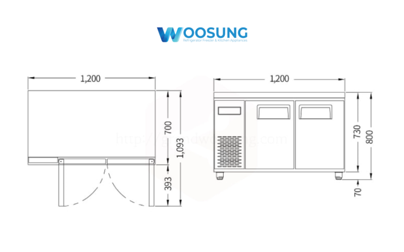 Bản vẽ bàn mát Grand Woosung 120RTC