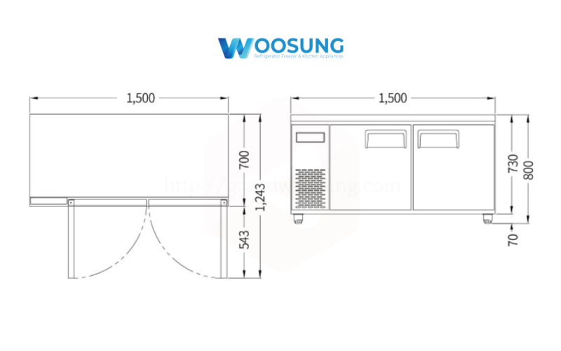 Bản vẽ bàn mát Grand Woosung 150RTC